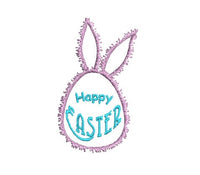 Happy Easter Fuzzy Bunny Egg Machine Embroidery Design - sproutembroiderydesigns