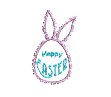 Happy Easter Fuzzy Bunny Egg Machine Embroidery Design - sproutembroiderydesigns