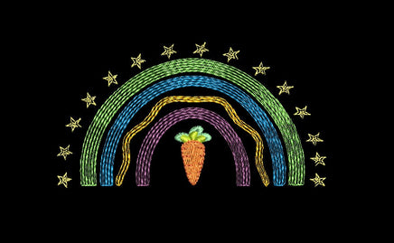 Easter Carrot Rainbow Machine Embroidery Design - sproutembroiderydesigns