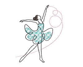 Sketch Ballerina Flower Machine Embroidery Design- ballet embroidery design, 2 sizes - sproutembroiderydesigns