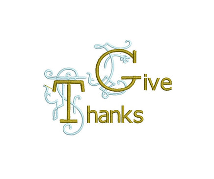 Give Thanks Thanksgiving Machine Embroidery Design - sproutembroiderydesigns