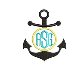 Anchor Monogram Frame Machine Embroidery Design, 4x4 hoop - sproutembroiderydesigns