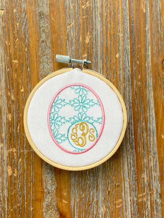 Easter Egg Monogram Frame Machine Embroidery Design - sproutembroiderydesigns