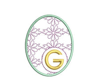 Easter Egg Monogram Frame Machine Embroidery Design - sproutembroiderydesigns