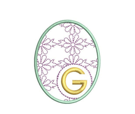 Easter Egg Monogram Frame Machine Embroidery Design - sproutembroiderydesigns