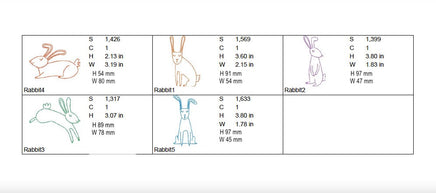 Collection of Rabbit Machine Embroidery Design, 5 Designs - sproutembroiderydesigns