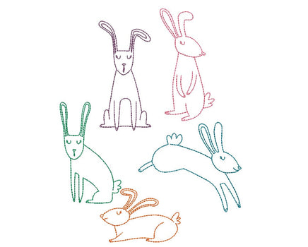 Collection of Rabbit Machine Embroidery Design, 5 Designs - sproutembroiderydesigns