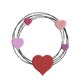 Happy Valentine's Day Wreath Heart Machine Embroidery Design - sproutembroiderydesigns