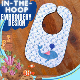 Whale Bib Embroidery Design, In The Hoop Bib embroidery design - sproutembroiderydesigns