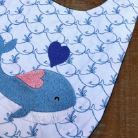 Whale Bib Embroidery Design, In The Hoop Bib embroidery design - sproutembroiderydesigns