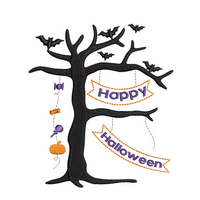 Happy Halloween Dead Tree Machine Embroidery Design - sproutembroiderydesigns