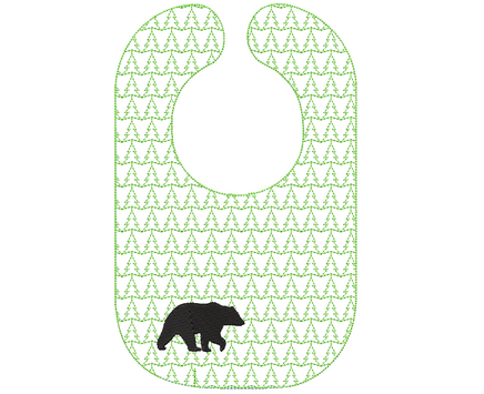 Northwoods Bear Bib Embroidery Design, In The Hoop Bib embroidery design - sproutembroiderydesigns