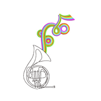 French Horn Rainbow Embroidery Design - sproutembroiderydesigns