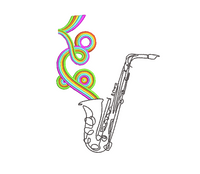 Rainbow Saxophone Embroidery Design - sproutembroiderydesigns