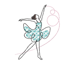 Sketch Ballerina Flower Machine Embroidery Design - sproutembroiderydesigns