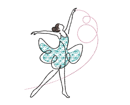 Sketch Ballerina Flower Machine Embroidery Design - sproutembroiderydesigns