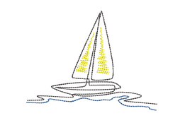 Sketch Sailboat Machine Embroidery Design - sproutembroiderydesigns