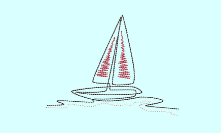 Sketch Sailboat Machine Embroidery Design - sproutembroiderydesigns