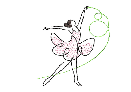 Sketch Ballerina Flower Machine Embroidery Design - sproutembroiderydesigns