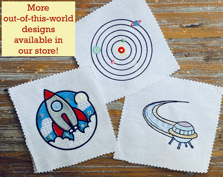 Rocket Embroidery Design, spaceship embroidery design,