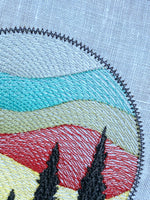 Round Forest Sunset Machine Embroidery Design, Round hoop embroidery design, sunset design, Forest pattern, mountain embroidery design - sproutembroiderydesigns