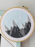 Round Snowcapped Mountain Machine Embroidery Design, Round hoop embroidery design, snow design, Forest pattern, mountain embroidery design - sproutembroiderydesigns