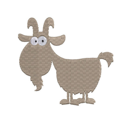 Silly Goat Silhouette Machine Embroidery Design with and without wording- nursery, kids, children, animals, farm, 4x4 hoop, 2 sizes