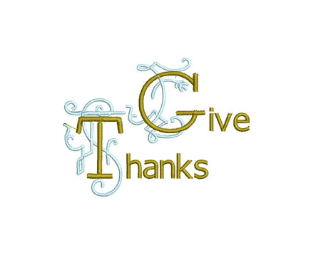 Give Thanks Thanksgiving Machine Embroidery Design, thanksgiving embroidery design