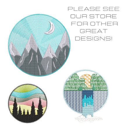 Round Forest Sunset Machine Embroidery Design, Round hoop embroidery design, sunset design, Forest pattern, mountain embroidery design - sproutembroiderydesigns