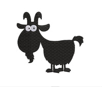 Silly Goat Silhouette Machine Embroidery Design with and without wording- nursery, kids, children, animals, farm, 4x4 hoop, 2 sizes