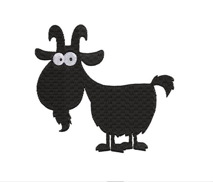 Silly Goat Silhouette Machine Embroidery Design with and without wording- nursery, kids, children, animals, farm, 4x4 hoop, 2 sizes