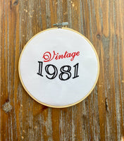 Vintage 1981 Machine Embroidery Design, Birthday embroidery design, 4x4 and 5x7 Hoop, Birthday embroidery design, year embroidery