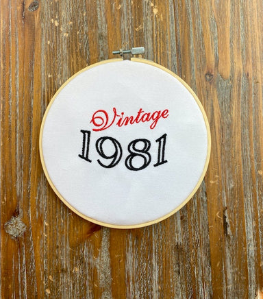 Vintage 1981 Machine Embroidery Design, Birthday embroidery design, 4x4 and 5x7 Hoop, Birthday embroidery design, year embroidery
