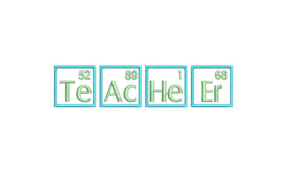 Small Teacher Machine Embroidery Design, Periodic Table of Elements embroidery design, science embroidery, 4x4 hoop, Teacher embroidery gift