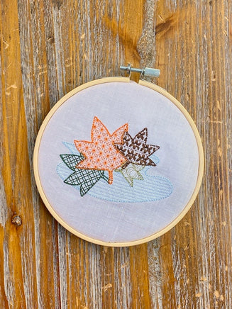 Embossed Autumn Leaves Machine Embroidery Design - sproutembroiderydesigns