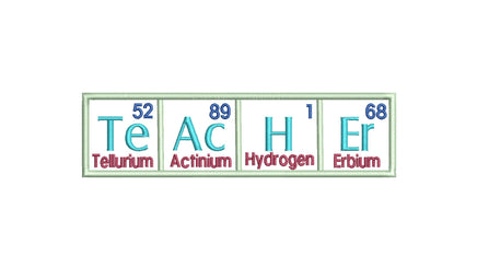 Teacher Periodic Table of Elements Machine Embroidery Design, teacher embroidery design, teacher embroidery gift, science embroidery design