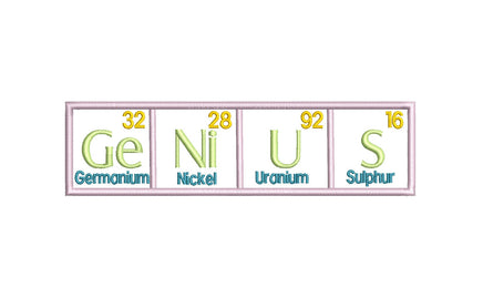 Genius Periodic Table of Elements Machine Embroidery Design - sproutembroiderydesigns