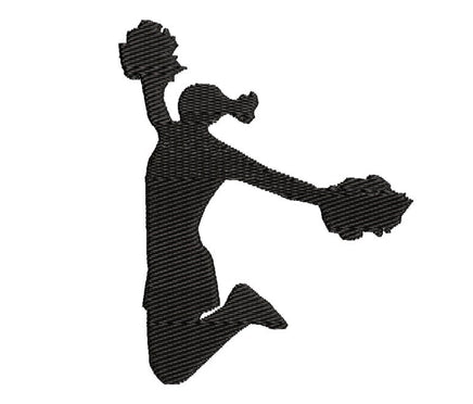 Cheerleader Machine Embroidery Design, Cheerleading with pots machine embroidery, Cheer Silhouette