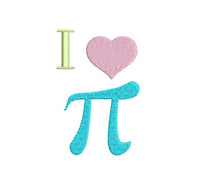 I Love Pi Machine Embroidery Design, pi embroidery design, math teacher machine embroidery design