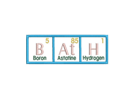 BaTh Periodic Table of Elements Machine Embroidery Design, 2 sizes, Bath Towel Embroidery, Science Embroidery, Bath Embroidery design