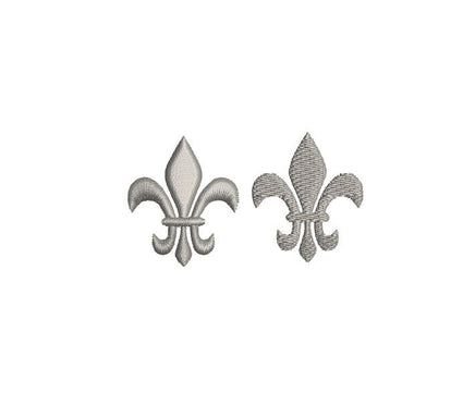 Two SMALL Fleur de Lis Machine Embroidery Designs, 2 stitch types- satin and fill, Fleur de Lis embroidery, mardi gras embroidery design