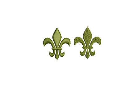 Two SMALL Fleur de Lis Machine Embroidery Designs, 2 stitch types- satin and fill, Fleur de Lis embroidery, mardi gras embroidery design