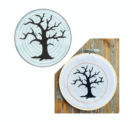 Spooky Halloween Dead Tree Machine Embroidery Design - halloween embroidery design