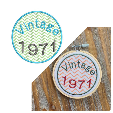 1971 Seal Machine Embroidery Design, Birthday embroidery design, 4x4 and 5x7 hoops, year embroidery