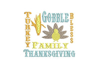 Block Thanksgiving Family Gobble Machine Embroidery Design-2 sizes available