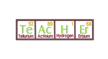Teacher Periodic Table of Elements Machine Embroidery Design, teacher embroidery design, teacher embroidery gift, science embroidery design