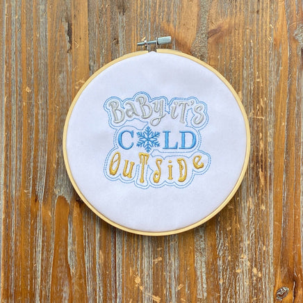 Baby It's Cold Outside Embroidery Design-2 sizes, 4x4 and 5x7 hoop, winter machine embroidery design - sproutembroiderydesigns