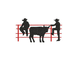 Cowboy Machine Embroidery Design, Bull Silhouette embroidery design - sproutembroiderydesigns