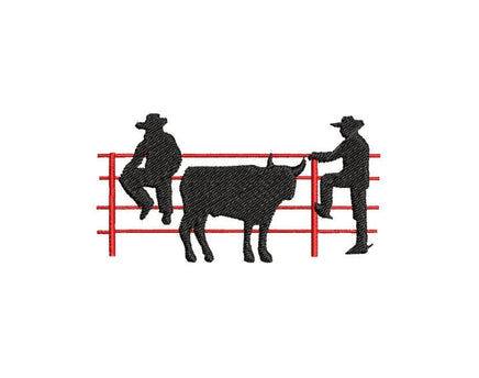 Cowboy Machine Embroidery Design, Bull Silhouette embroidery design