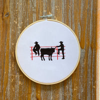 Cowboy Machine Embroidery Design, Bull Silhouette embroidery design